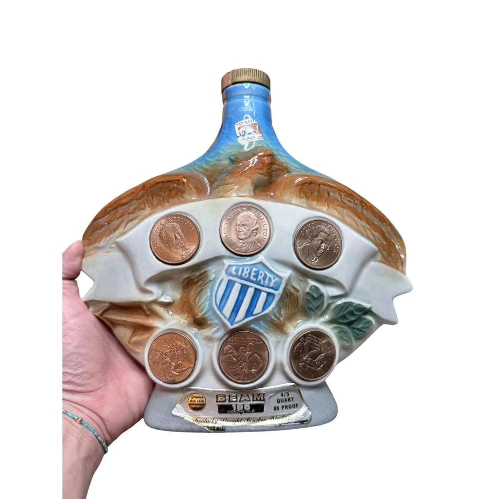Jim Beam Decanter Unisex OS Multi Excellent 1970 Regal China Liberty Bell Coins